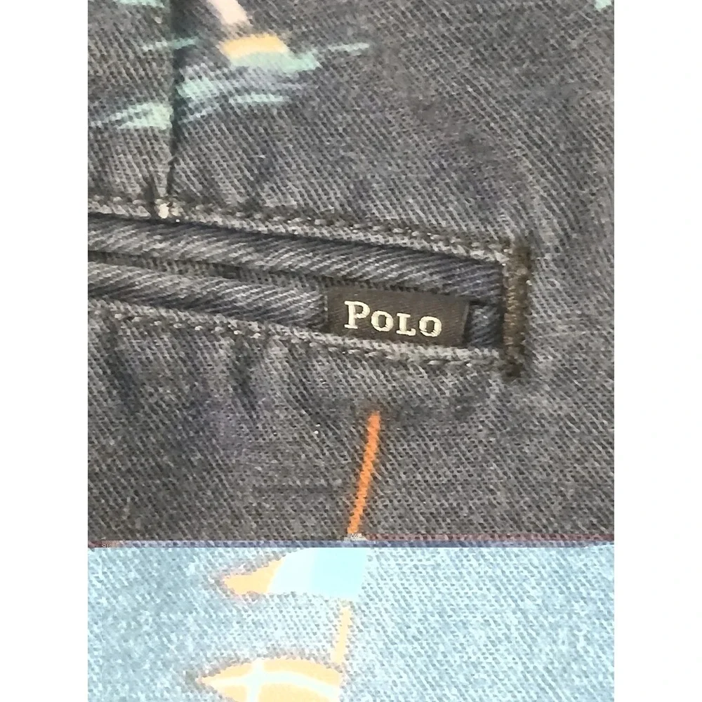 Polo Ralph Lauren Shorts Mens 34 Blue Sailboat Cotton Linen (Tag 32) 6" Inseam - Picture 5 of 7